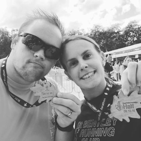 Luke and Claire Groves at the Royal Parks Foundation Half Marathon